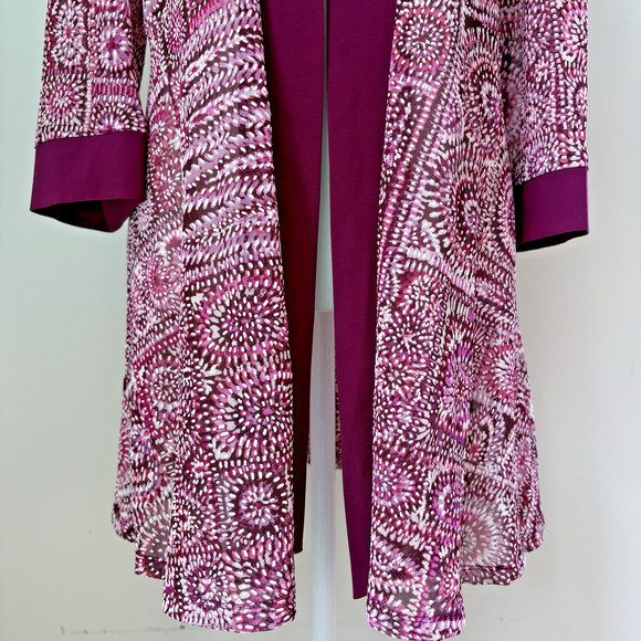 R&M RICHARDS Open Front Layering Cardigan Size 12 | Textured Sheer Purple Pink - Picture 6 of 11